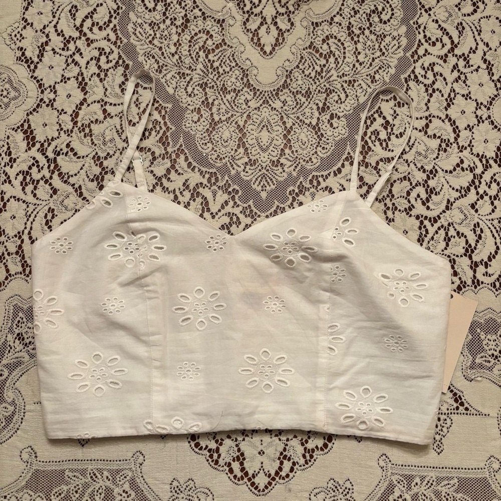 NWT white eyelet top